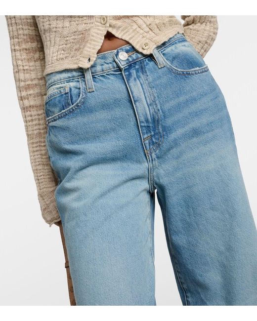 FRAME Blue Le Jane High-Rise Wide-Leg Jeans