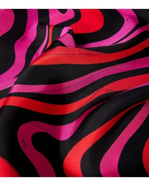 Emilio Pucci Red Iride Silk Twill Scarf