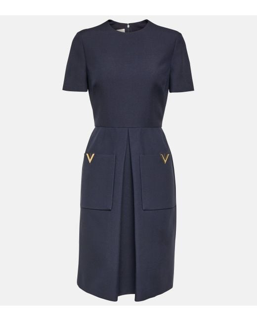 Valentino Blue Vgold Crepe Couture Minidress