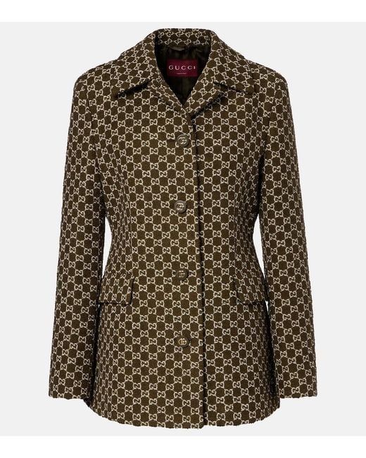 Gucci Green Gg Tweed Blazer
