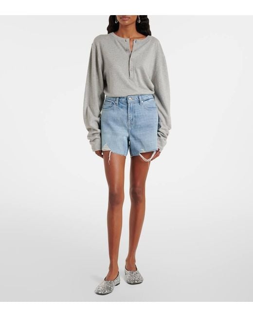 7 For All Mankind Blue Distressed Jeansshorts Monroe