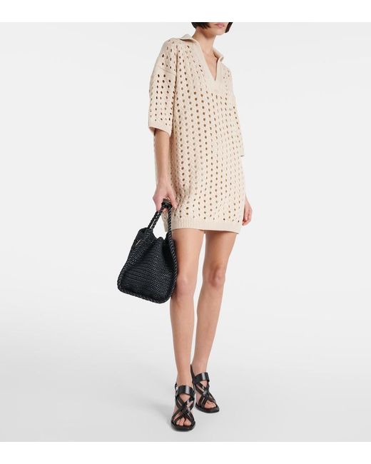 Max Mara Natural Urna Cutout Cotton Minidress