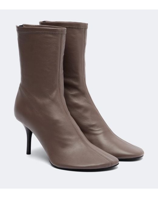 Acne Brown Back Leather Ankle Boots