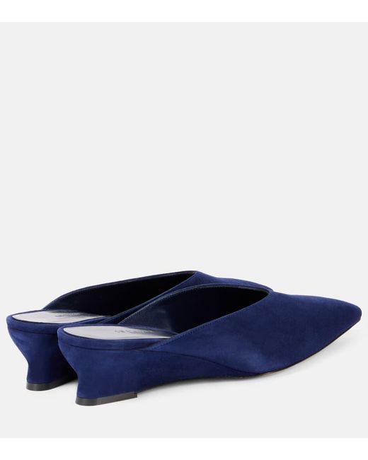 Le Monde Beryl Blue Suede Wedge Mules