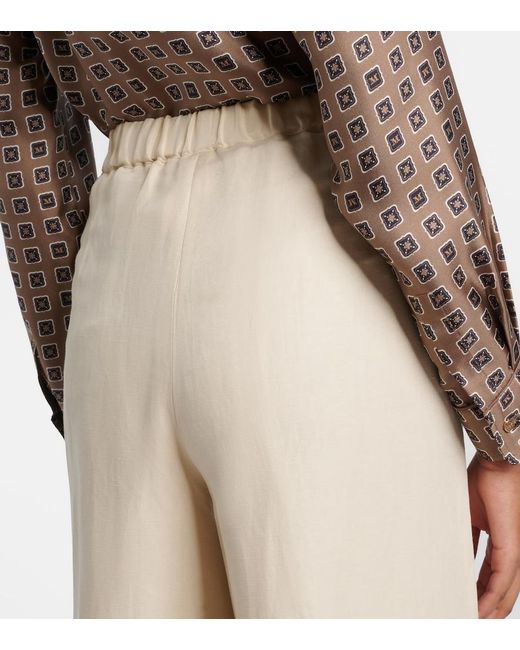 Max Mara Natural Oro Linen And Silk Wide-Leg Pants