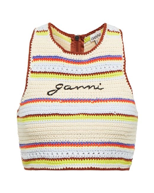 Ganni Multicolor Striped Crochet Bikini Top