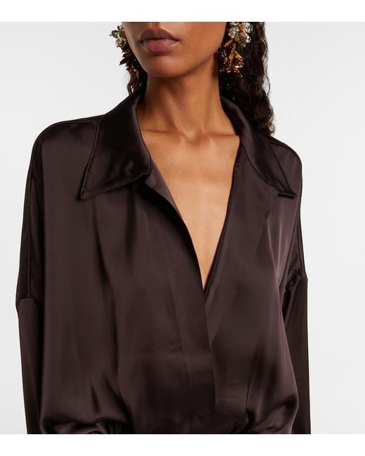 Norma Kamali Brown Robe Aus Satin