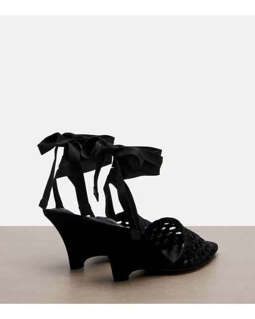 Jacquemus Black Woven Raffia-Effect Wedges
