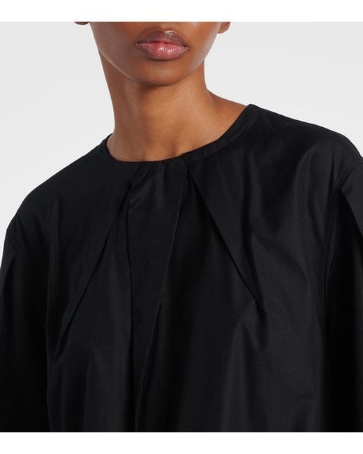 Max Mara Black Liriche Cotton Poplin Midi Dress