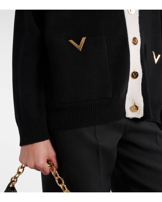 Valentino Black Vgold Virgin Wool Cardigan