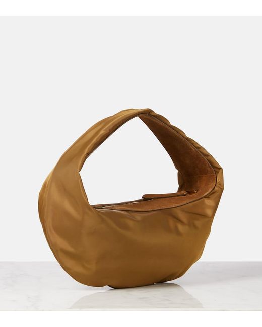 Khaite Brown Olivia Medium Suede-Trimmed Shoulder Bag