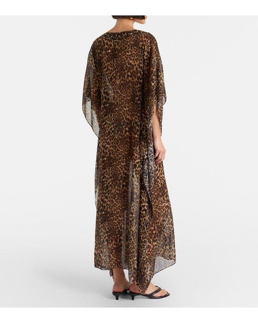 Nili Lotan Brown Erica Leopard-Print Semi-Sheer Silk Kaftan