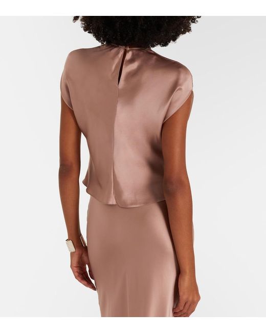 The Sei Pink Draped Silk Satin Top