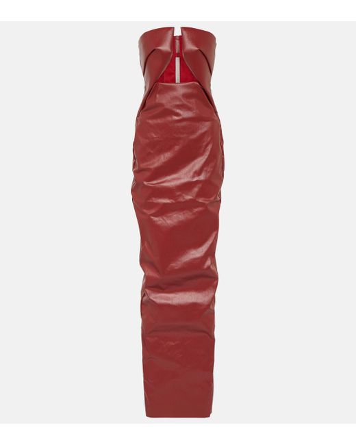 Robe longue Prong en jean Rick Owens en coloris Red