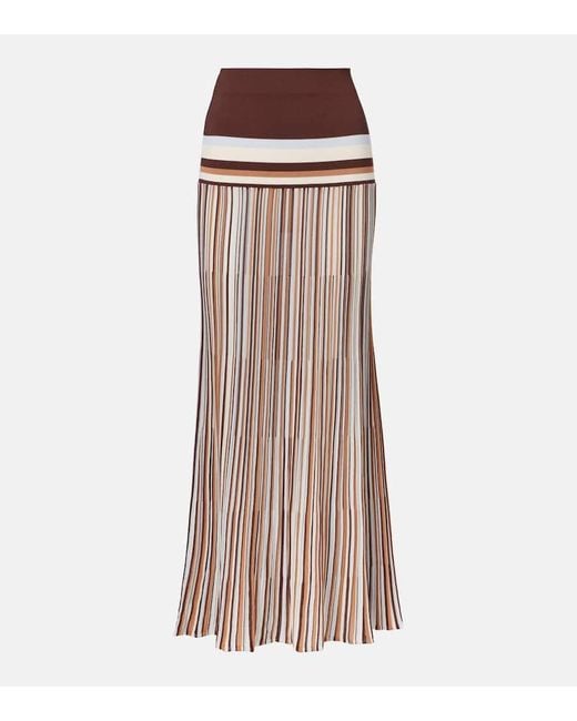 Faithfull The Brand Brown Citara Striped Cotton-Blend Maxi Skirt