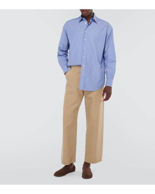 Pantalones rectos Marlon de lona de algodon The Row de hombre de color Natural