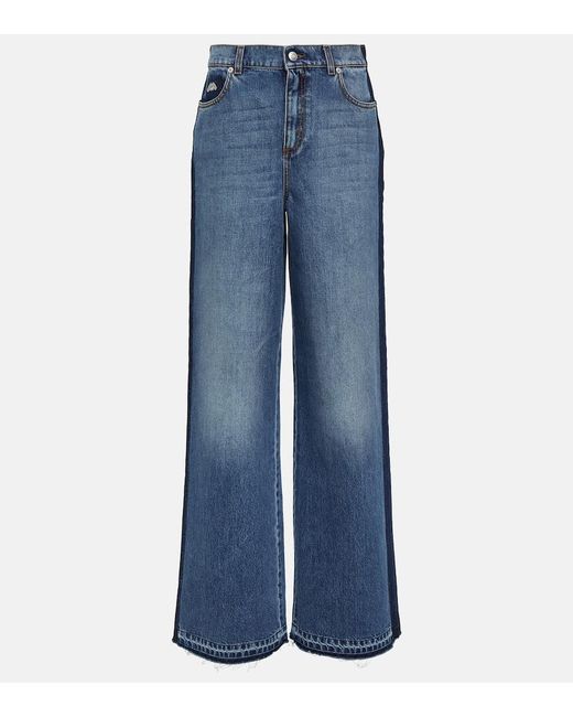 Jeans anchos de tiro alto Alexander McQueen de color Blue