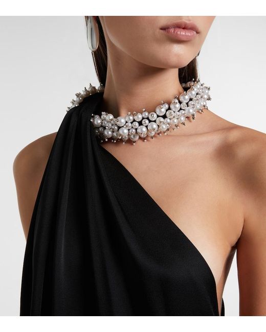 Stella McCartney Black Embellished Satin Minidress