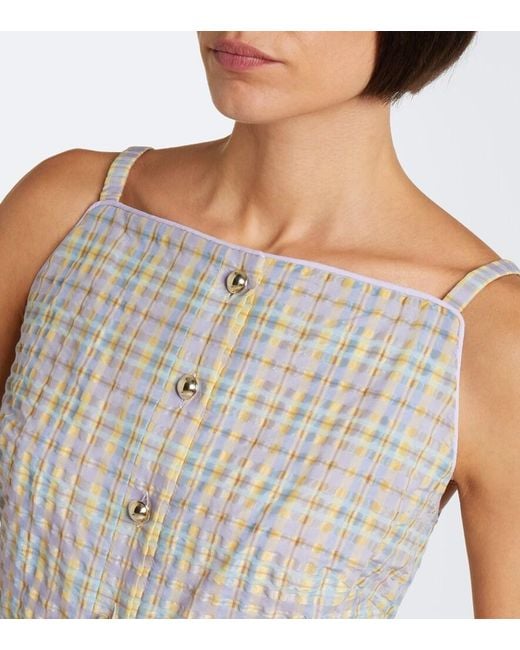 Markarian Gray Skye Plaid Seersucker Minidress