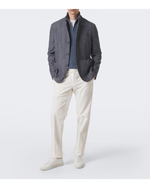 Fedeli Gray Cashmere Blazer for men