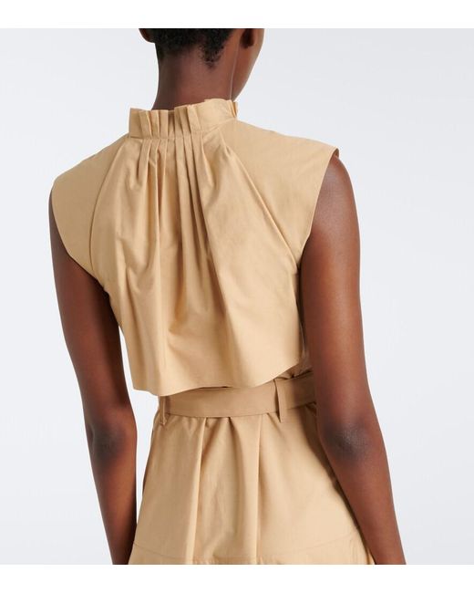 Burberry Natural Caped Cotton Poplin Midi Dress