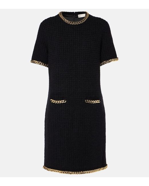 Tory Burch Black Chain-Trimmed Wool-Blend Dress