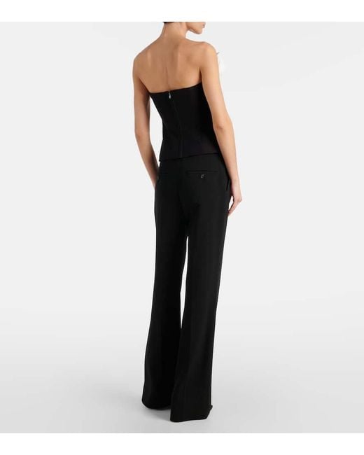 Roland Mouret Black Ruffled Strapless Crepe Top