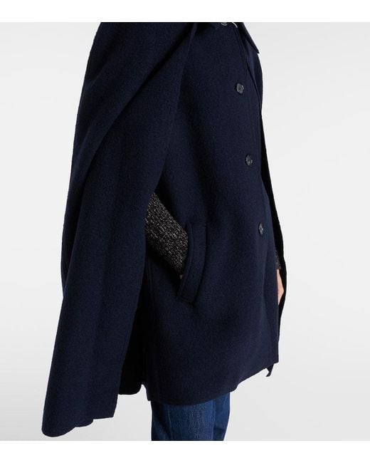 Totême  Blue Wool Boucle Cape