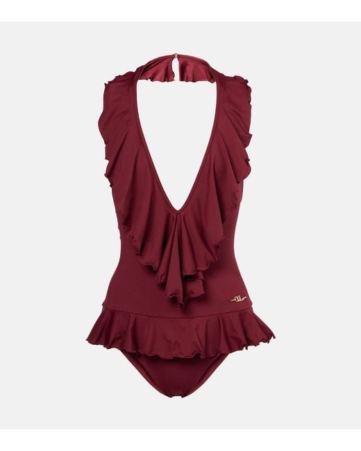 Chloé Red Ruffled Swimsuit