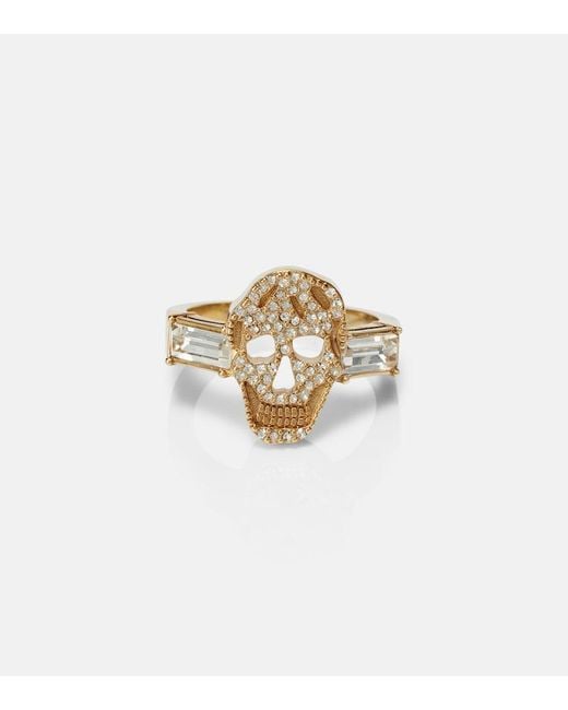 McQueen White Ring Mit Kristallen