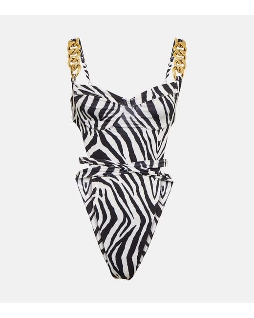 SAME Gold Chain One Piece Swimsuit in White