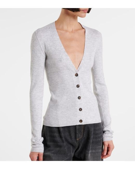 Brunello Cucinelli Blue Ribbed-Knit Cardigan