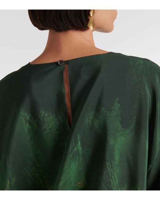 Dries Van Noten Green Ombre Silk-Blend Top