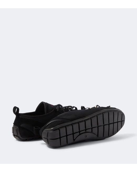 Simone Rocha Black Ballerina Grip Suede-Trimmed Satin Sneakers for men