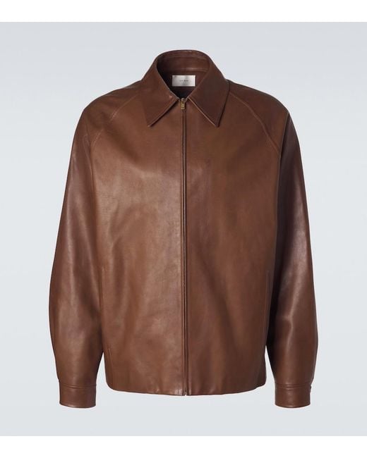The Row Brown Mount Leather Jacket for men