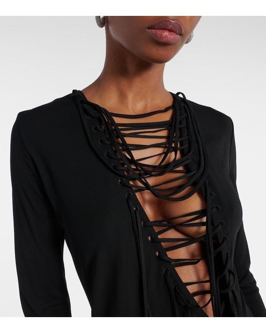 The Attico Black Cutout Crepe Maxi Dress