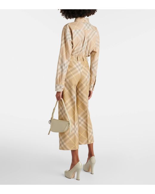Burberry Natural Check Wool Wide-leg Pants