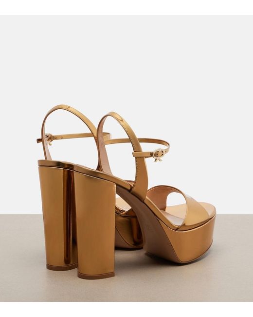 Gianvito Rossi Natural Marlena Metallic Leather Platform Sandals