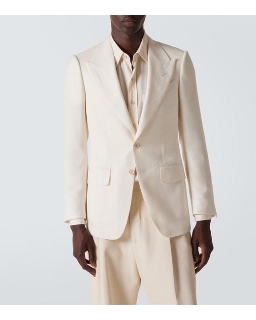Tom Ford White Shelton Wool, Silk, And Linen Blazer for men