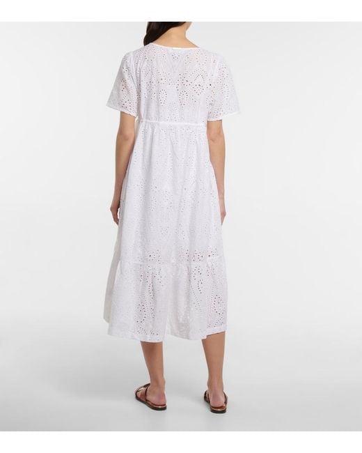 Heidi Klein White Broderie Anglaise Cotton Midi Dress