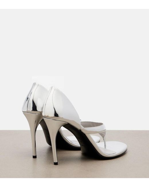 Alaïa White Infradito Mirrored Leather Thong Sandals