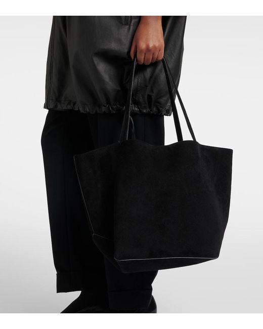 The Row Black Park Three Edge Suede Tote Bag