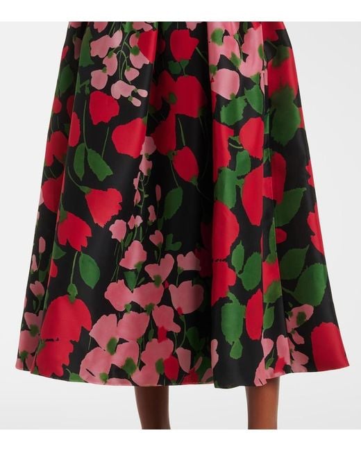 Carolina Herrera Red Silk Midi Dress
