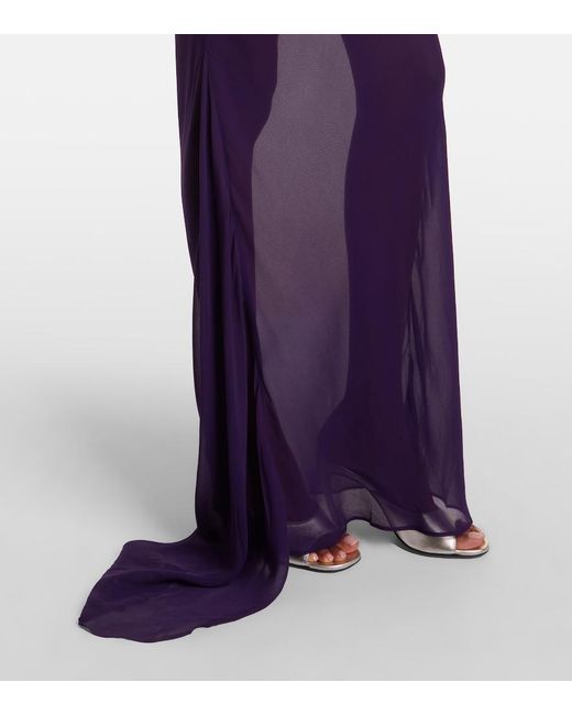 De La Vali Purple Diosa Georgette Maxi Skirt