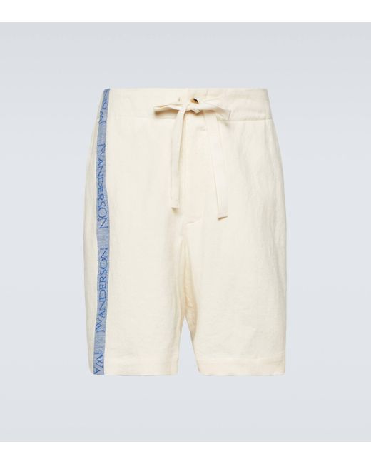 J.W. Anderson Natural Logo High-rise Cotton And Linen Shorts for men