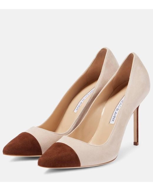Manolo Blahnik Brown Capcour Suede Pumps