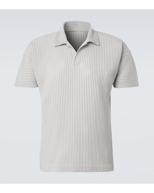 Homme Plissé Issey Miyake White Basics Pleated Polo Shirt for men