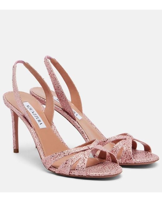 Aquazzura Pink Tati Canvas Slingback Sandals
