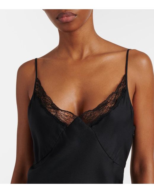 The Row Black Slipdress Barina Aus Seide Mit Spitze