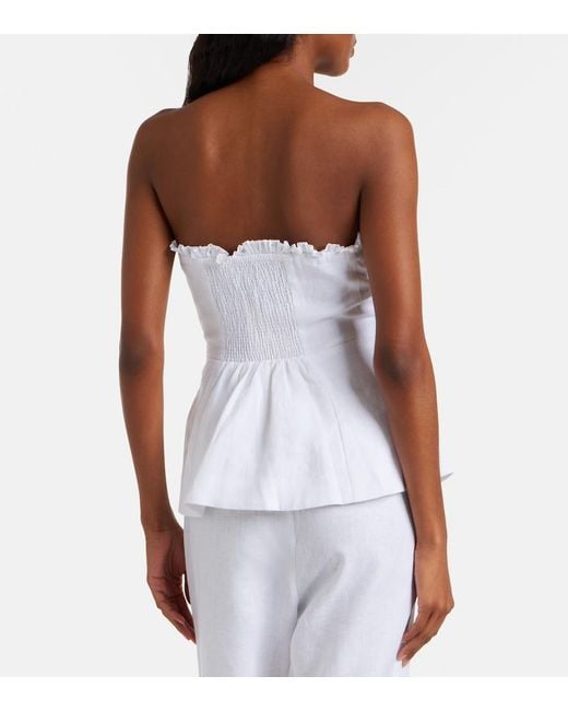 Posse White Florence Ruffled Linen Top